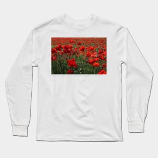 glowing red corn poppies together Long Sleeve T-Shirt